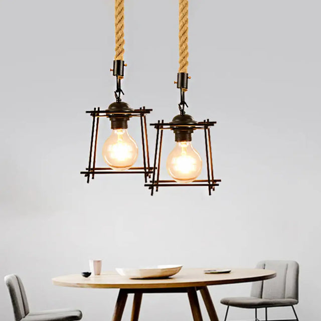 Vintage Metal Pendant Light With Square/Bottle Shade - 1-Light Hanging Ceiling Fixture For Dining