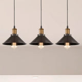 Vintage Metal Pendant Lights - Set Of 3 Cone Shades For Restaurants/Ceiling Hanging Black 1-Light