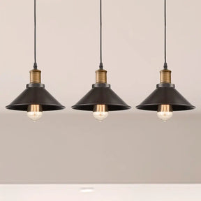 Vintage Metal Pendant Lights - Set Of 3 Cone Shades For Restaurants/Ceiling Hanging Black 1-Light