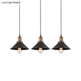 Vintage Metal Pendant Lights - Set Of 3 Cone Shades For Restaurants/Ceiling Hanging Black 1-Light
