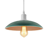 Vintage Metal Saucer Shade Pendant Ceiling Light: Green/Red Stylish 1-Light Fixture For Table Green
