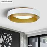 Vintage Metal Surface Ceiling Light - 2 - Circle 2 - Light Flush Mount Fixture (Black/White -