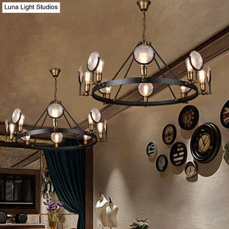 Vintage Metal Suspension Light In Brass Finish - Ring Pendant For Bedroom Lighting
