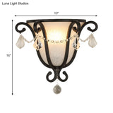 Vintage Metal Urn Wall Mount Sconce Light In Black/Weathered Bronze For Stairway