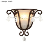Vintage Metal Urn Wall Mount Sconce Light In Black/Weathered Bronze For Stairway