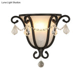 Vintage Metal Urn Wall Mount Sconce Light In Black/Weathered Bronze For Stairway