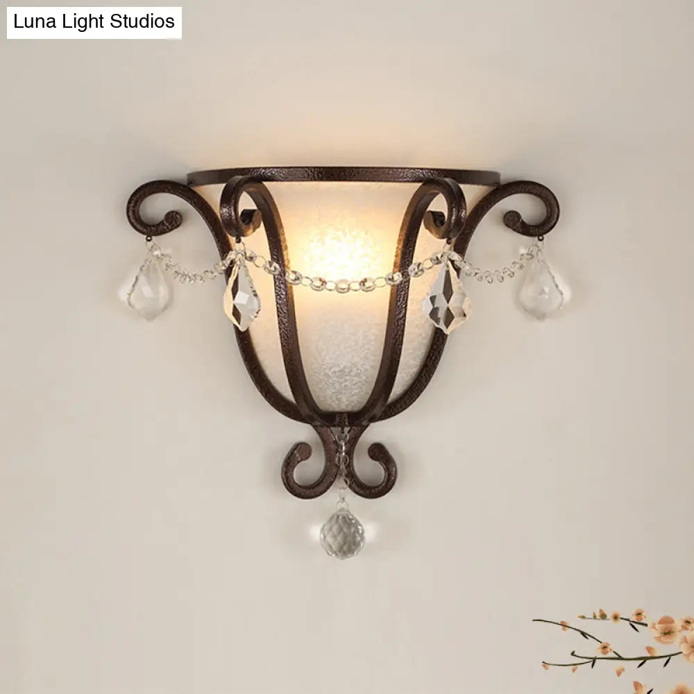 Vintage Metal Urn Wall Mount Sconce Light In Black/Weathered Bronze For Stairway