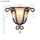 Vintage Metal Urn Wall Mount Sconce Light In Black/Weathered Bronze For Stairway