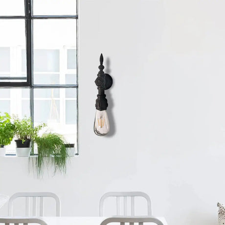 Vintage Metal Wall Sconce With On/Off Switch For Dining Room - 1 Head Black Lamp