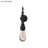 Vintage Metal Wall Sconce With On/Off Switch For Dining Room - 1 Head Black Lamp