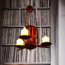 Vintage Metallic 3-Light Dark Tan Candle Chandelier For Bedroom Pendant Lighting Deep