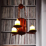Vintage Metallic 3-Light Dark Tan Candle Chandelier For Bedroom Pendant Lighting Deep