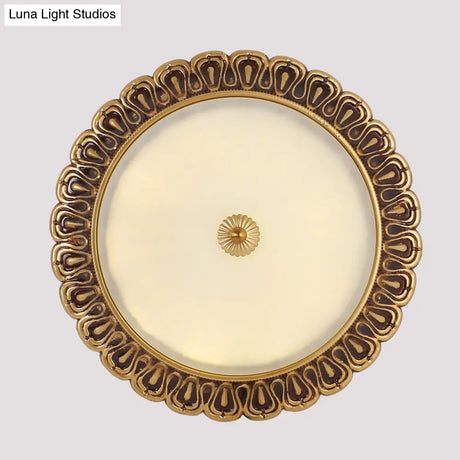 Vintage Milk Glass Ceiling Light - Hemispherical Design Brass Finish 3 - Light Flush Mount For