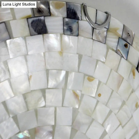 Vintage Mosaic Glass Flush Mount Ceiling Light - Beige Bowl 1 Bulb 12’/16’/19.5’ Wide Ideal