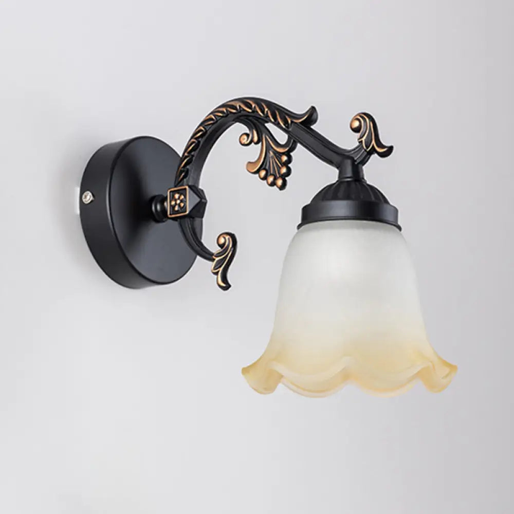 Vintage Ombre Frosted Glass Wall Mount Vanity Light For Bathroom 1 / Black