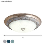 Vintage Opal Glass Bowl Shade Foyer Ceiling Lighting Sky Blue/Green Led Flush Mounted Light Fixture