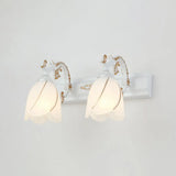 Vintage Opal Glass Floral Wall Sconce For Bathroom Vanity Lighting 2 / White Flower