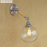 Vintage Orb Wall Light Fixture With Clear Glass Sconce In Chrome For Bathroom - 8/4/6 Wide Wooden