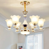 Vintage Pendant Light With White Flower Frosted Glass Shade For Living Rooms 6 /