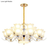 Vintage Pendant Light With White Flower Frosted Glass Shade For Living Rooms