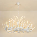 Vintage Resin Chandelier - Retro Dining Pendant Light Fixture In Deer Horn Shape 12 / White