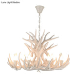 Vintage Resin Chandelier - Retro Dining Pendant Light Fixture In Deer Horn Shape