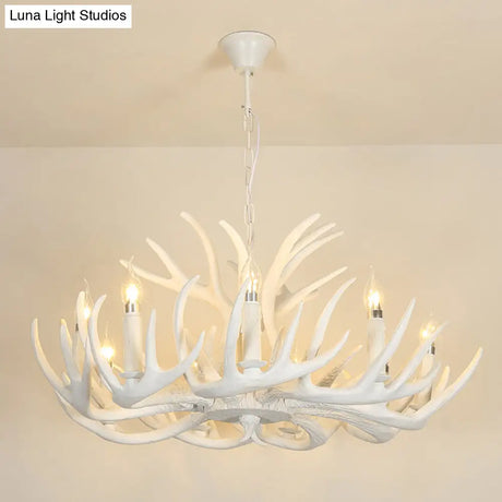 Vintage Resin Chandelier - Retro Dining Pendant Light Fixture In Deer Horn Shape