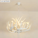 Vintage Resin Chandelier - Retro Dining Pendant Light Fixture In Deer Horn Shape