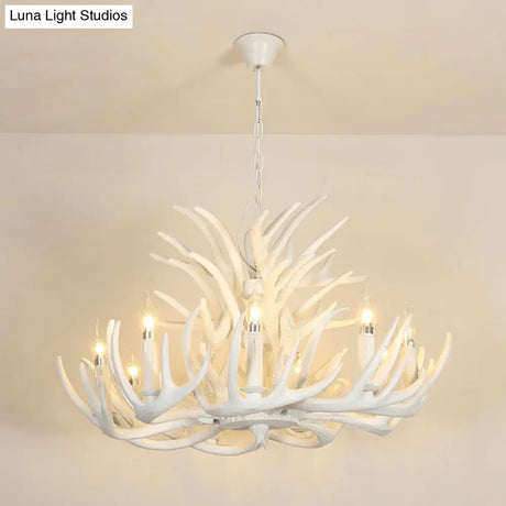 Vintage Resin Chandelier - Retro Dining Pendant Light Fixture In Deer Horn Shape
