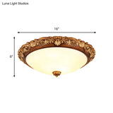 Vintage Resin Led Brown Flushmount Conical Ceiling Light Fixture For Bedrooms