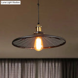 Vintage Retro Black Metal Suspension Lamp With Conic Shade - Pulley Ceiling Fixture