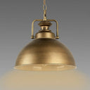 Vintage Retro Brass Pendant Lamp With Handle - Brushed Domed Style 1-Light Suspension For Kitchen