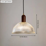 Vintage Ribbed Glass Bowl Pendant Light For Restaurants