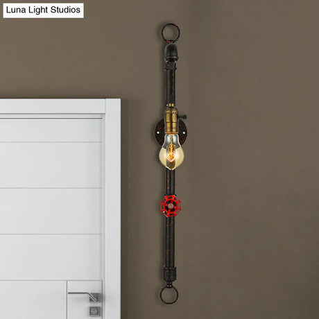 Vintage Rustic Wall Sconce With Pipe Valve And 1 Light For Living Room Décor