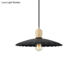 Vintage Scalloped Edge Hanging Lamp - Black/White 1 Light Metal Pendant Dining Table