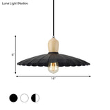 Vintage Scalloped Edge Hanging Lamp - Black/White 1 Light Metal Pendant Dining Table