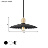 Vintage Scalloped Edge Hanging Lamp - Black/White 1 Light Metal Pendant Dining Table