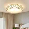 Vintage Scalloped Frosted Glass Flush Mount Light With Brass Finish - 3 Lights For Bedroom Ceiling