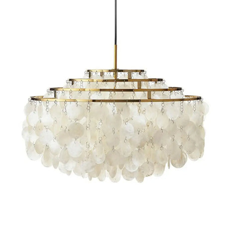 Vintage Shell Chandelier - 6-Light White Dining Room Lighting