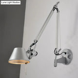 Vintage Silver Conical Wall Sconce With Swing Arm - 1 Bulb Light For Living Room