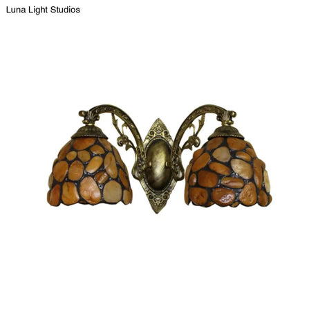 Vintage Stained Glass Domed Wall Light Fixture With 2-Light For Entryway