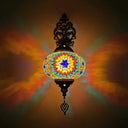 Vintage Stained Glass Globe Wall Sconce - Artistic Indoor Lamp With White/Red/Orange Lighting