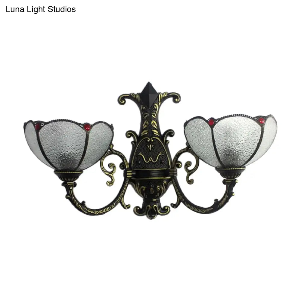 Vintage Stained Glass Wall Light In Antique Bronze For Bedroom
