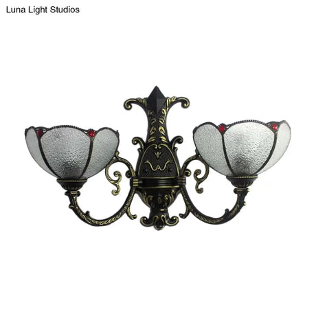 Vintage Stained Glass Wall Light In Antique Bronze For Bedroom