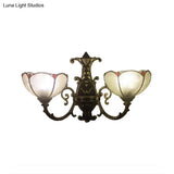 Vintage Stained Glass Wall Light In Antique Bronze For Bedroom