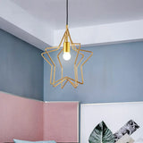 Vintage Star Cage Gold Hanging Light For Dining Room - Single-Bulb Ceiling Lamp