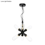 Vintage Starburst Chandelier – 5/6/8 Light Amber/Clear Glass Pendant Lamp