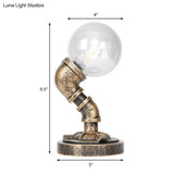 Vintage Style 1-Light Desk Lamp With Clear/Amber Glass Shade And Antique Bronze Globe Base - Perfect