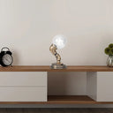 Vintage Style 1-Light Desk Lamp With Clear/Amber Glass Shade And Antique Bronze Globe Base - Perfect
