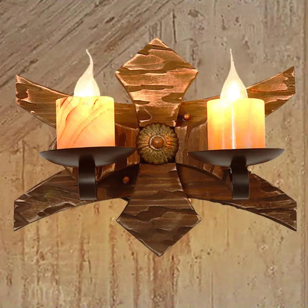 Vintage Style 2-Light Indoor Sconce Lamp: Black Candle/Lantern Wall Lighting With Clear Glass/Marble